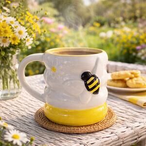 Heartland Hive Honey Bee Mug 3D Raised Bee Farmhouse